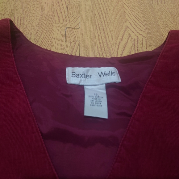 Vintage Baxter Wells Women's V-Neck Dress Button Side Summer Cocktail Red UK 12 - Picture 8 of 12